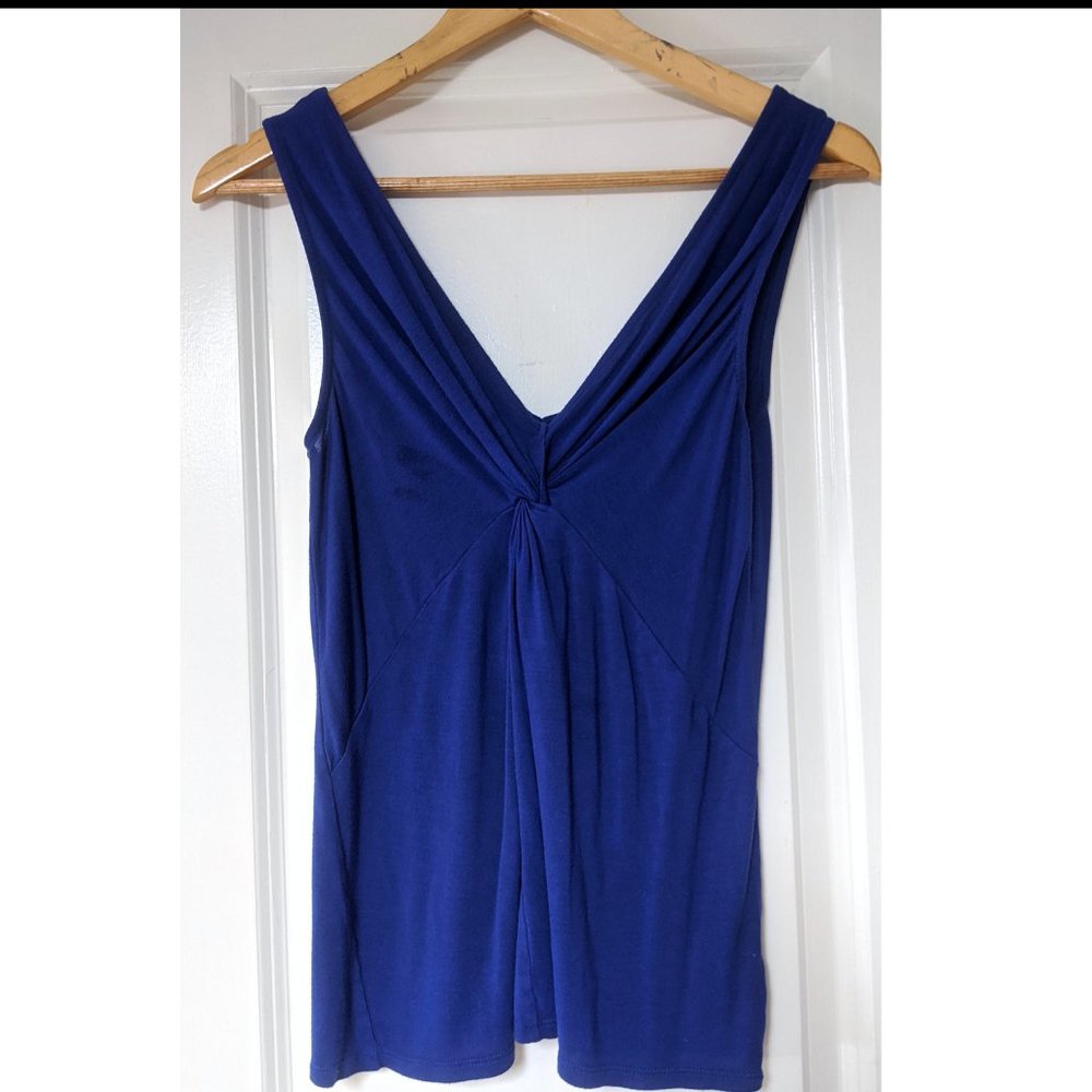 Express Indigo Top with Plunging Neckline